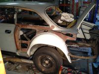 The raplacement inner fender all welded up Alfa Romeo giulia 2000 1750 gtv gt veloce Berlina 1968 restoration restauratie rebuild