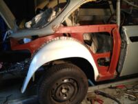 New inner wheel arch in place Alfa Romeo giulia 2000 1750 gtv gt veloce Berlina 1968 restoration restauratie rebuild