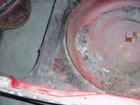 Some rust holes here. All needs replacement Alfa Romeo giulia 2000 1750 gtv gt veloce Berlina 1968 restoration restauratie rebuild