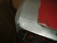 .... revealed way to thin metal where the wing en front meet! Alfa Romeo giulia 2000 1750 gtv gt veloce Berlina 1968 restoration restauratie rebuild