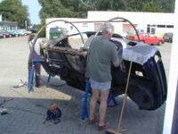 My father and sister working together Alfa Romeo giulia 2000 1750 gtv gt veloce Berlina 1968 restoration restauratie rebuild